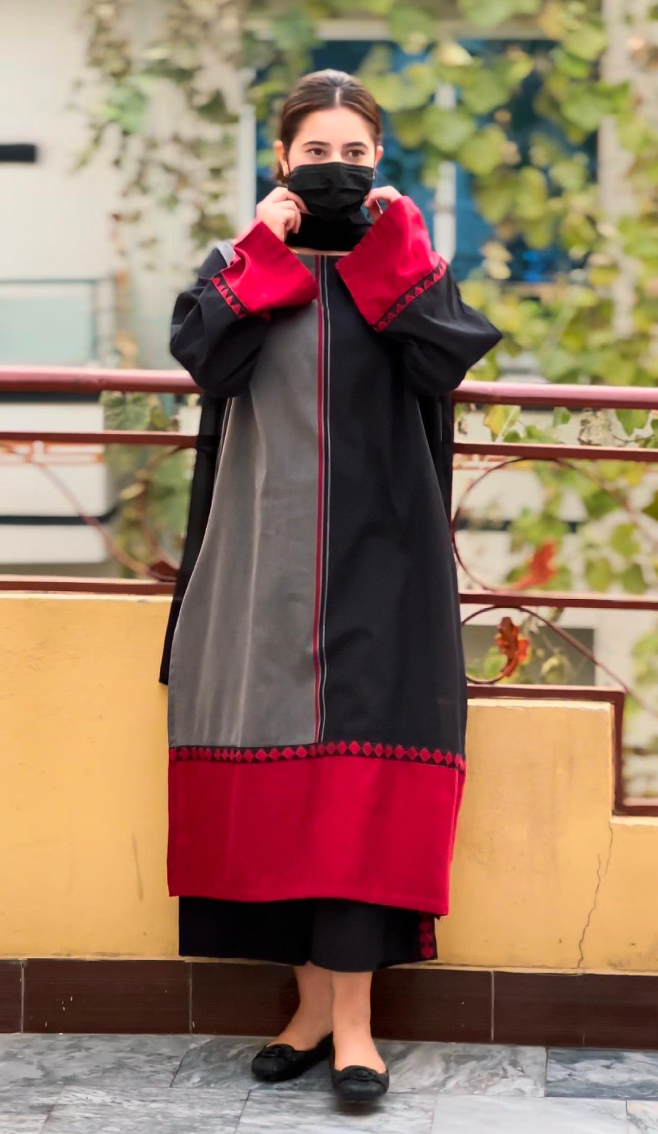 Black n Red Long 2Pcs Stitched