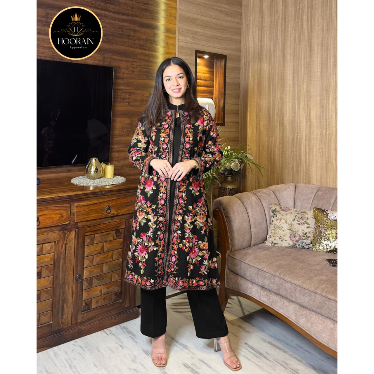Unveiling the Front Full Heavy Embroidered 3-Piece Gown Set