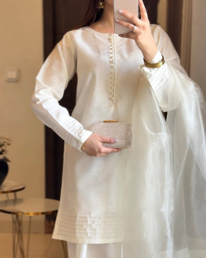 RIVAJ FARSHI SHALWAR HIT WHITE (Unstitched)