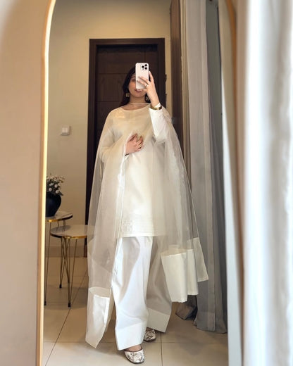 RIVAJ FARSHI SHALWAR HIT WHITE (Unstitched)