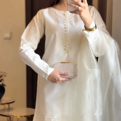 RIVAJ FARSHI SHALWAR HIT WHITE (Unstitched)