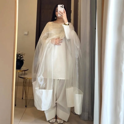 RIVAJ FARSHI SHALWAR HIT WHITE (Unstitched)
